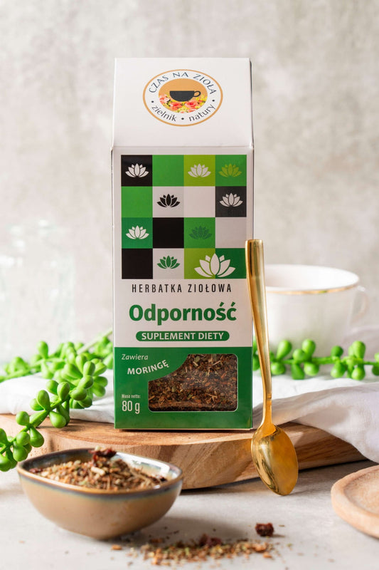 Herbata ziołowa naturalna odporność suplement moringa żurawina rooibos